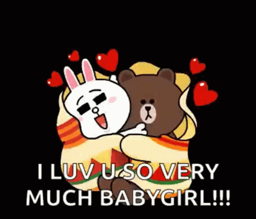 a cartoon bear hugging another bear while its captioned i luv u so very much baby girl