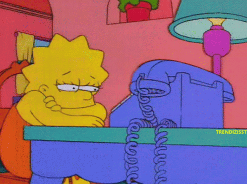 a simpsons cartoon has an electric phone with a cord sticking out