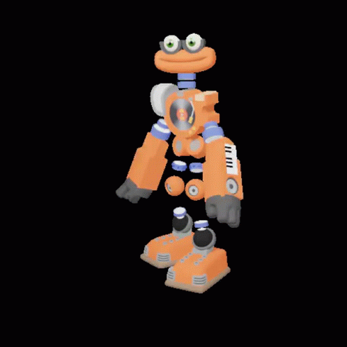 a blue toy robot sitting up against a black background