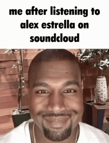a man smiles with an ad that reads, when you feel like a guy, he says me after listening to alex esternia on soundcloud