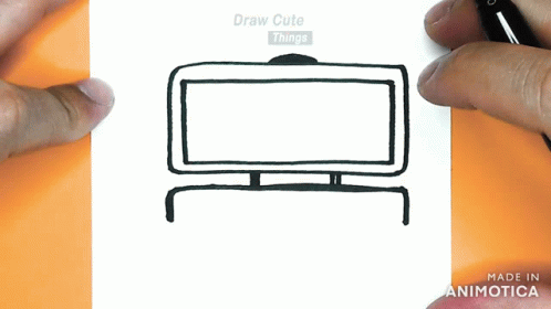 a drawing of a tv with the outline drawing of a television in the screen