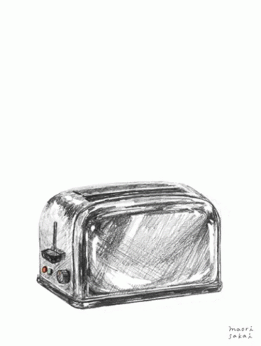 a drawing of a small microwave on a table