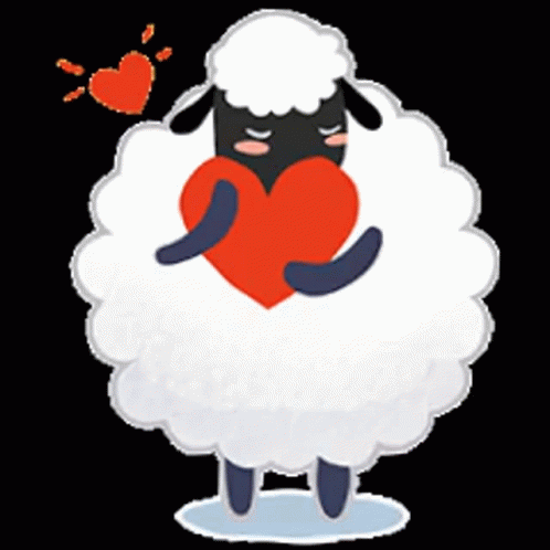 the sheep has a heart and is in blue