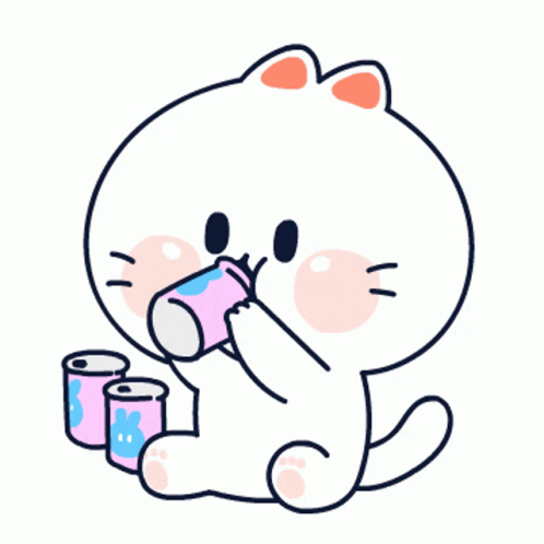 cute cartoon animal drinking from a pink bottle