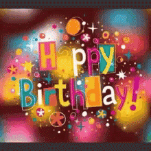 the words happy birthday with a sparkle background