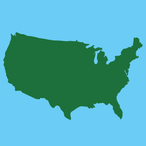 an orange and green colored map of the united states