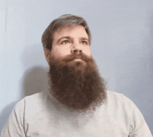 a person with a beard is staring into the camera
