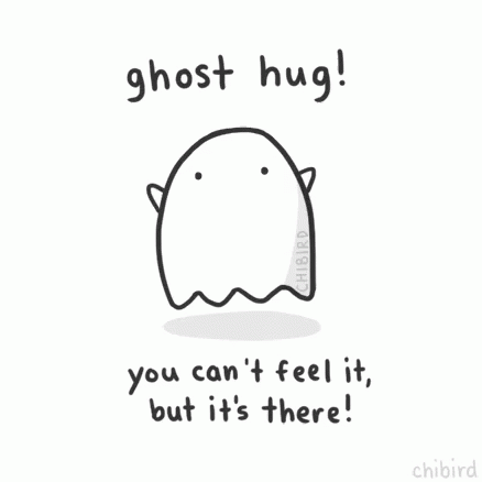 a cartoon image of a ghost that says, ghost hug