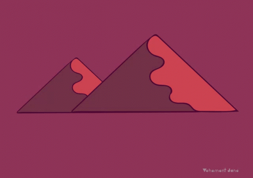 two abstract mountains with waves running in between them