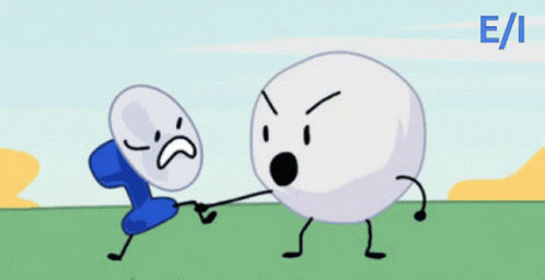 an egg and a carrot fighting in a field