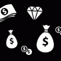 some bags with money, a diamond and other objects