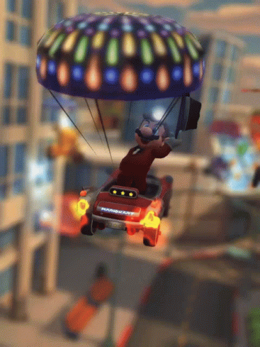 a man flying in the air while riding a car