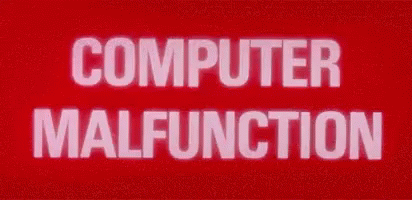 computer malfunction logo appears lit by blue light
