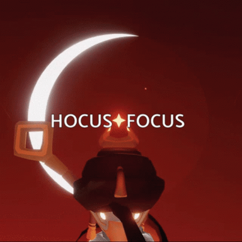 an abstract scene with the moon and the text hocus focus