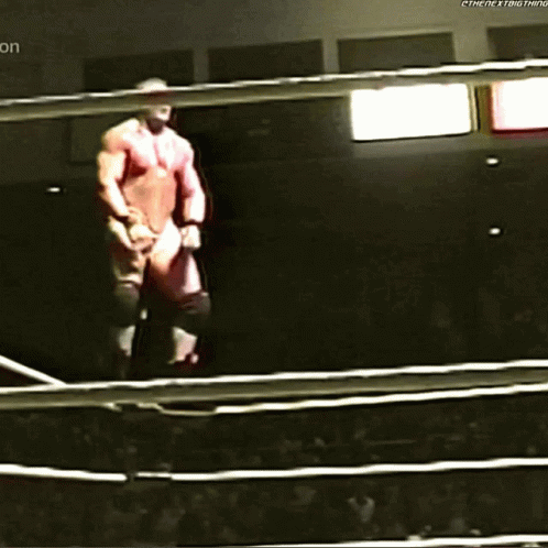 a man that is standing on some kind of wrestling ring