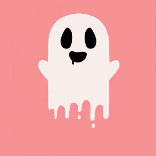 a simple white ghost with big eyes and an emotication on its face