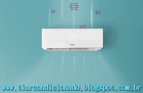 a wall mounted air conditioner with red letters