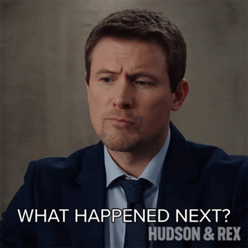 a man with text that reads what happened next? hudson & regx