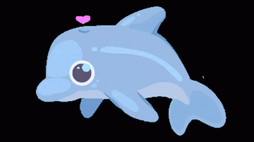 an orange and brown dolphin with a pink heart