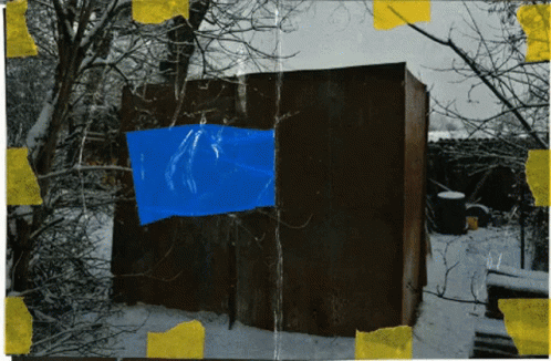 a digital composite picture of a broken refrigerator