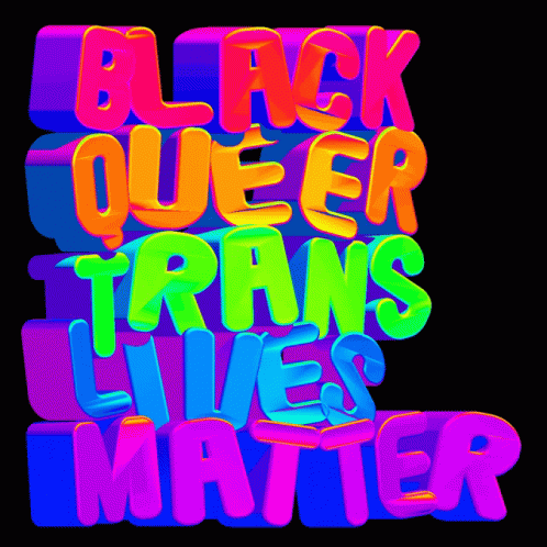colorful lettering reading black outer trains lives matter