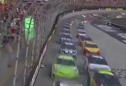 the cars and trucks drive in opposite directions during a race