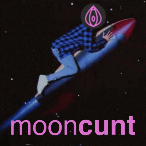 a woman lying on top of a rocket as the moon is in the background