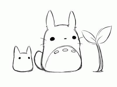 a totoro and its baby are seen in this drawing