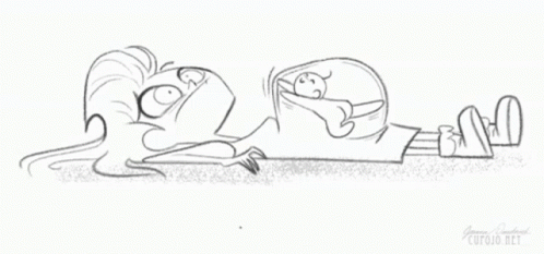 cartoon picture of a couple laying on their back