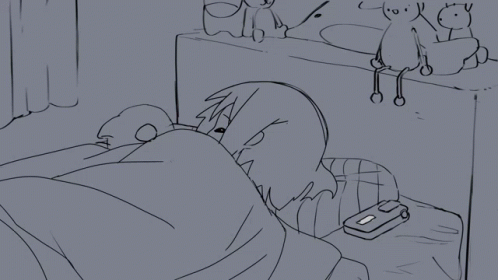 there is an illustration with someone who is laying in bed