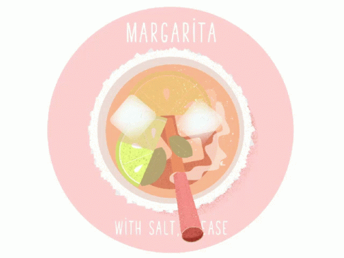 a round on with the word margarita above it