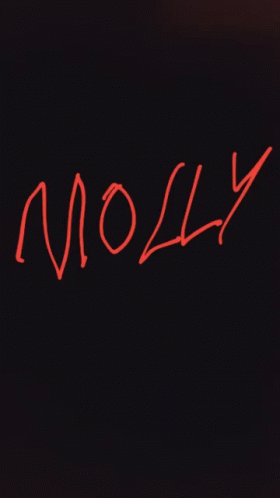 blue neon text spelling the word moly