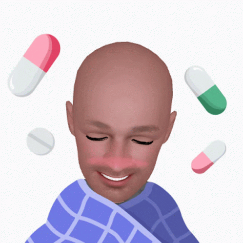 an illustration with several pills falling out of the head