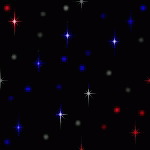 an animation of red and blue stars in the night sky