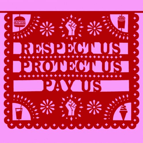 blue paper cut with words that spell respect to the protesters of paris
