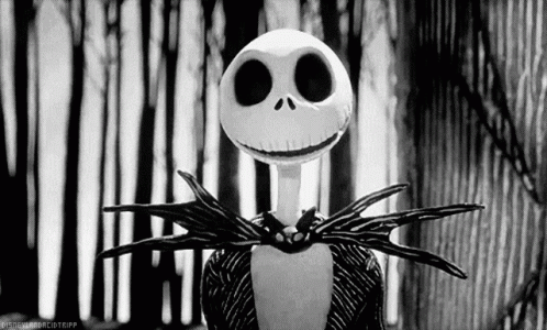 a jack skellingy character with the skeleton face painted on