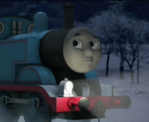 the animated thomas the train looks like he has trouble