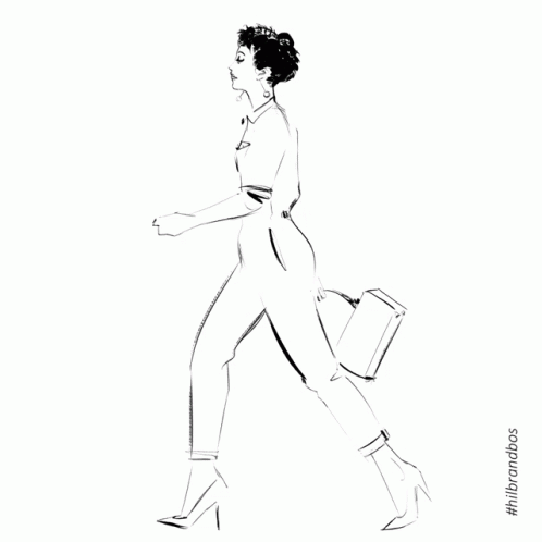 a sketch of a person carrying a purse
