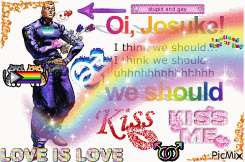 a digital poster of a girl in rainbow colors and the words kiss kiss time are overlaided