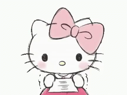a hello kitty cartoon character that has a book and is ready to be read
