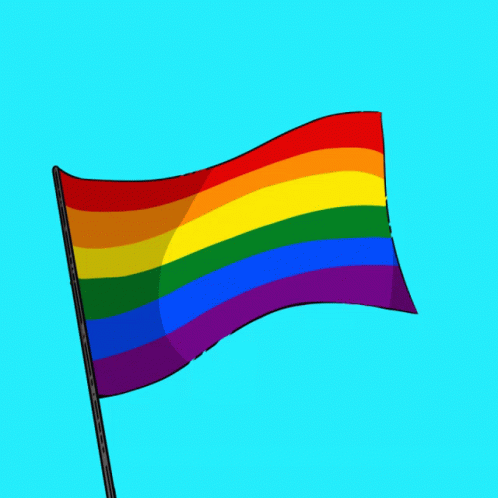 a rainbow - striped flag with a yellow background
