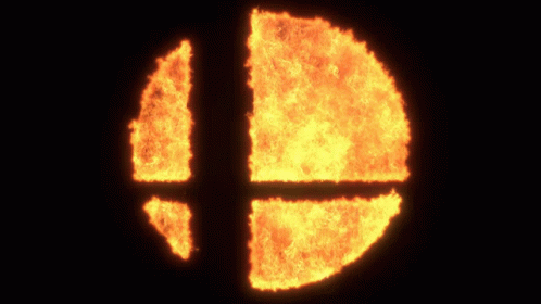 the game symbol, featuring a black background and blue flames in the shape of a circle