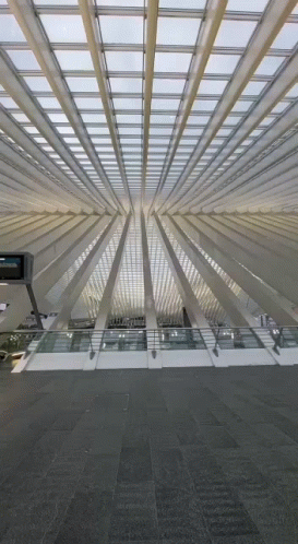 airport with glass and metal ceiling above