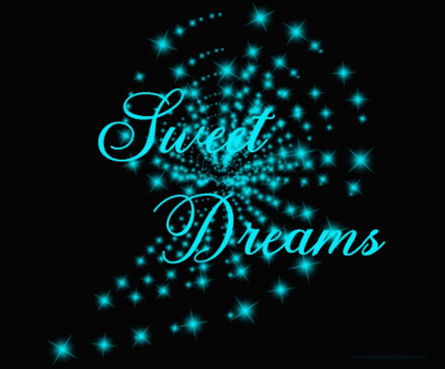 a black background with a star burst and gold lettering reading sweet dreams