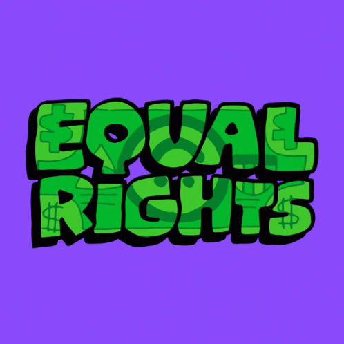 the word equal rights on pink and green background