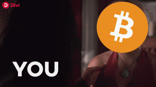 a dark po with an animated bitcoin above the caption you