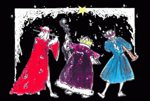 a painting with three people dressed as princesses