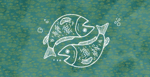 a hand drawn fish on a green background