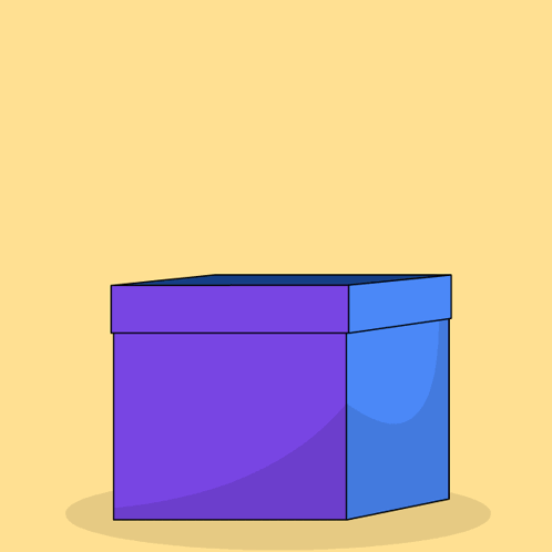 a single bright colored box on a blue background
