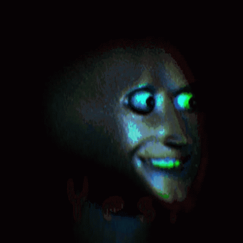 a digital image of a creepy man with yellow eyes